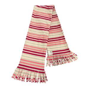 No Bounderies Womens Fleece Scarf OS Pink Cream Stripes Winter Wrap